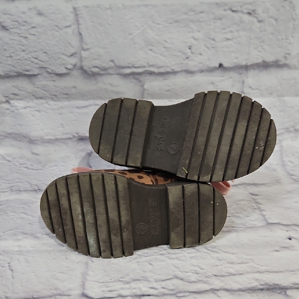 Cat & Jack Brown Leopard Kids Boots with Pink Laces - Picture 5 of 5
